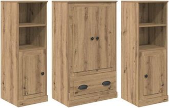 vidaXL Aparador Alto 3 Pcs Roble Artesanal Madera De Ingenier&iacute;a Vidaxl