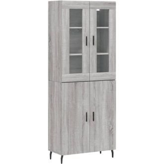 vidaXL Vidaxl - Aparador Alto Madera Contrachapada Gris Sonoma 69,5x34x180 Cm