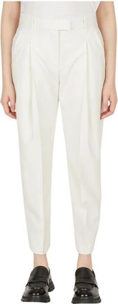 Alexander McQueen Exaggerated Pleat Tailored Broeken - Dames - Vrijetijds broeken - Wit - S - Wol - Broeken