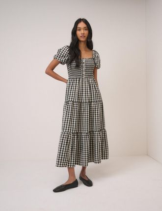 Nobody's Child Black Gingham Tiered Joss Midi Dress