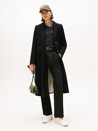 Tommy Hilfiger Wool Blend Longline Coat With Cashmere