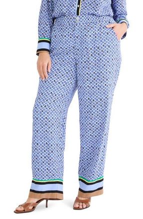 Nic+Zoe Lenox Mosaic Print Wide Leg Pants in Blue Multi at Nordstrom, Size 16W