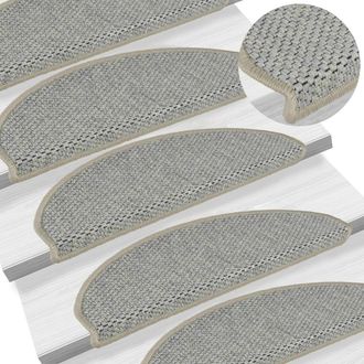 Berkfield Home Stair Mats Self-adhesive Sisal-Look 15 pcs 65x21x4 cm Light Green in Grey | Size: Medium