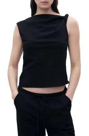 Mango Asymmetric Drape Top in Black at Nordstrom, Size Small