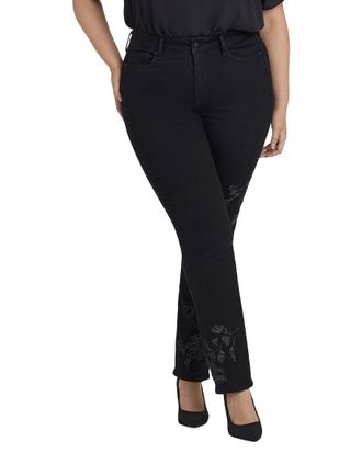 NYDJ Plus Marilyn Black Rinse Straight Leg Jean