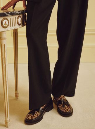 Simons Leopard print tassel loafers Men