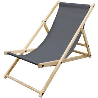 ECD Germany ECD Germany Sedia Sdraio Pieghevole in Legno di Pino e Tessuto Oxford - fino a 120 kg - Colore Antracite - Lettino Prendisole Spiaggia Balcone