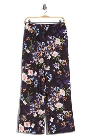 Nicole Miller Adley Floral Stretch Cotton Pull-On Pants in Spring Black Print at Nordstrom Rack, Size X-Large