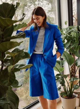 Contemporaine Womens Long loose linen-cotton Blazer Jacket