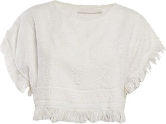 Zimmermann Top met franje en palmboom - Wit