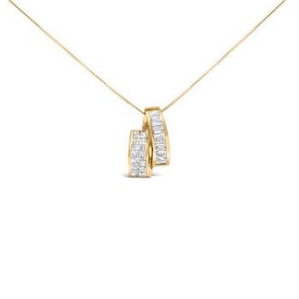 House of Brilliance 14K Yellow Gold 1 5/8 Cttw Diamond Duo Bar Pendant Necklace at Nordstrom