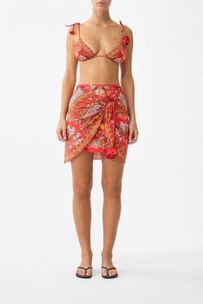 Camilla Layered Mini Sarong W Rosette Tie Front in Ol&eacute; Ol&eacute; at Nordstrom, Size Small