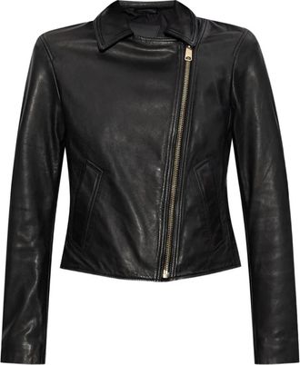 AllSaints Giacca Vela in pelle con zip asimmetrica - Nero
