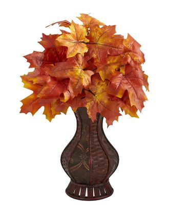 Nearly Natural 24In Autumn Maple Leaf Artificial Plant In Decorative Planter