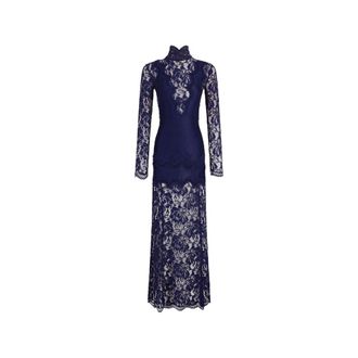 Paco Rabanne Lace-panelled High-neck Maxi Dress