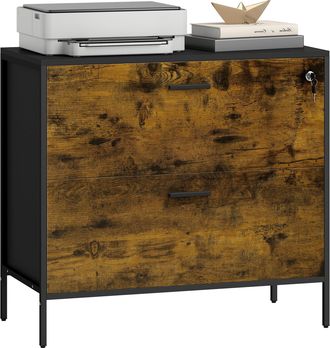 HOMCOM Cajonera De Oficina Industrial Con 2 Cajones Cajonera Para Archivadores Con Cerradura Y Carpetas Colgantes Para Tama&ntilde;o A4 80x39x73,5 Cm - Homcom