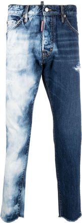 Dsquared2 washed-denim straight-leg jeans - men - Cotton/Polyester/Cotton/Calf Leather - 42 - Blue