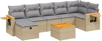 vidaXL Juego De Sof&aacute;s Jard&iacute;n Con Cojines Beige Mezcla 8 Pzas Rat&aacute;n Pe Vidaxl