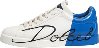 Dolce & Gabbana White Blue Portofino Low Top Sneakers Mens Shoes (Pre-Owned)