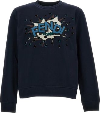 Fendi Sweatshirts, male, Blue, Size: S Sweatshirt