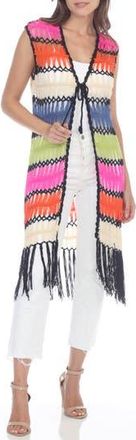 Rain + Rose Colorful Fringe Open Stitch Vest in Multi at Nordstrom Rack, Size Small