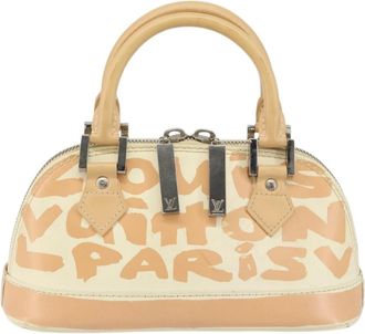 Louis Vuitton Alma Handbag Limited Edition Graffiti Leather White Canvas Handbag (Pre-Owned)