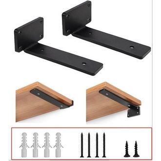 OEM Estanter&iacute;a De Pared De Dos Piezas - Negra (aprox. 200 Mm De Largo - 5 Mm De Grosor) - Crezuo
