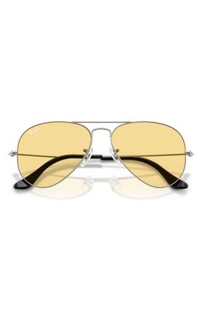Ray-Ban 58mm Aviator Sunglasses in Gunmetal /Yellow at Nordstrom