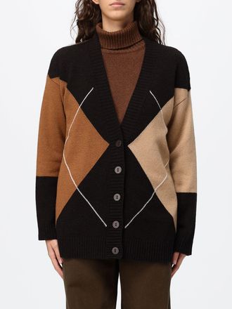 KANGRA Cardigan in lana con scollo a V e fantasia a rombi