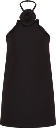 Valentino Garavani floral-appliqu&eacute; halterneck dress - Black