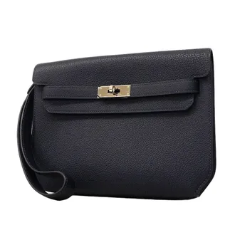 Herm&egrave;s Blue Indigo Togo Leather Clutch Bag (Pre-Owned)