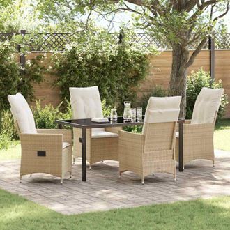vidaXL Conjunto De Comedor De Jard&iacute;n Con Coj&iacute;n 5 Pcs Beige Polirat&aacute;n Vidaxl