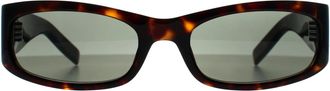 Saint Laurent Rectangle Womens Dark Spotted Havana Grey SL M152 - Brown - One Size