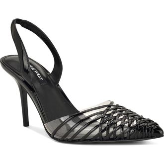 Nine West Pemma Slingback Pointed Cap Toe Pump in Black at Nordstrom, Size 10.5