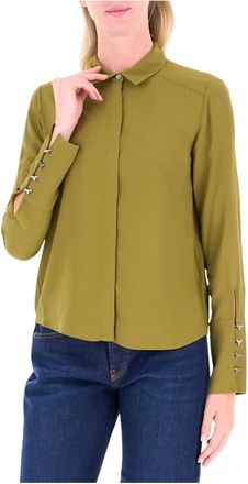 Patrizia Pepe Camicia in Cr&ecirc;pe di Viscosa Fluido - - Blouses & Shirts - Donna - Verde - L