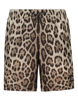 Dolce & Gabbana leopard-print swim shorts - Neutrals