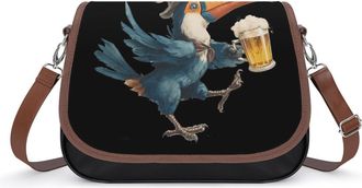 Generic Toucan Beer Drinking Bird Crossbody Bags for Women Shoulder Messenger Bag Purse Handbags