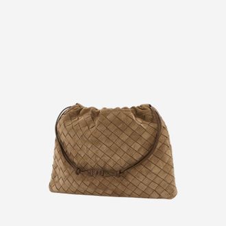 Bottega Veneta Womens Clutch Woven Suede Light Brown Bags