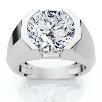 Pompeii3 Certified 5 Ct Elon Signature Mens Bezel Diamond Ring Lab Grown