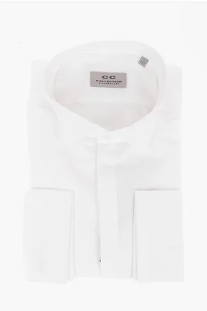 Corneliani CC COLLECTION Jacquard Cotton Shirt with Wing-tip Collar size 43