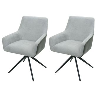 Hhg Hhg - Juego De 2 Sillas De Comedor 081, Silla De Cocina Reposabrazos Giratoria Posici&oacute;n Autom&aacute;tica Tela Mvg, Gris Claro Imitaci&oacute;n Cuero Gris Oscuro