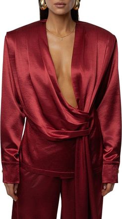JLUXLABEL Statement Satin Drape Top in Red at Nordstrom, Size X-Small