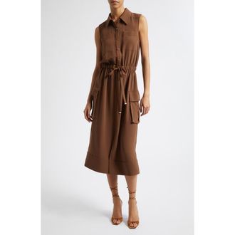 Ramy Brook Payton Sleeveless Shirtdress in Sepia at Nordstrom, Size Xx-Small