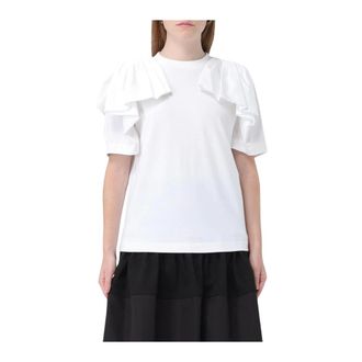 Alexander McQueen Alexander McQueen, T-Shirts, female, White, Size: M Elegant Draped White T-Shirt