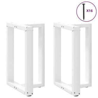 Berkfield Home Modern Dining Table Legs T-Shaped&not;2 pcs White 50x35x(72-73) cm Steel