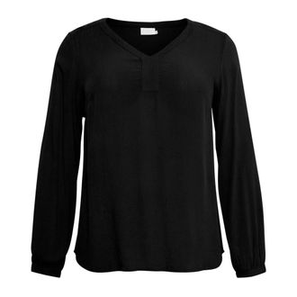 Kaffe Curve Zwart Diepe V-Hals Blouse - Dames - Blouses & Shirts - Zwart - Maat: 2XL
