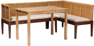 Baxton Studio Tabanan Modern Wood 3Pc Dining Nook Set