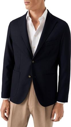 Eton Lana Tailored Fit Navy Tech Soft Wool Blazer at Nordstrom, Size 36 Us
