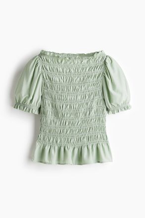H&M Gesmokte Bluse - Hellgr&uuml;n