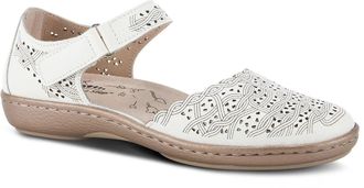 Spring Step Sabriye Mary Jane White Leather Perforated Shoes HAWK542